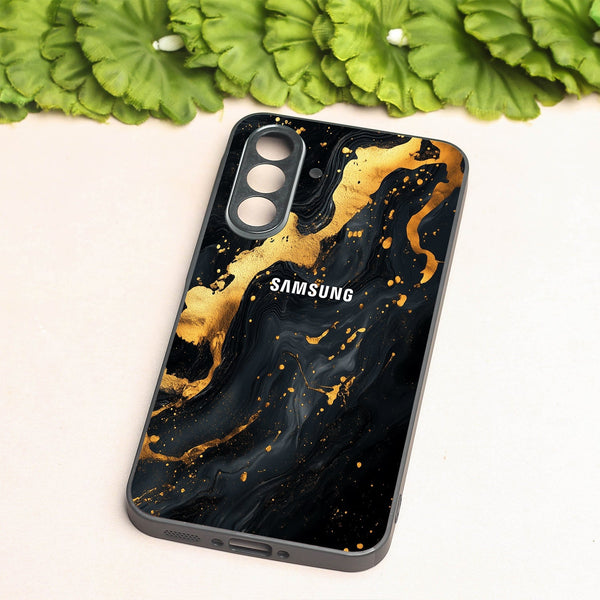 Black Gold Blaze  metal back case for Samsung A55