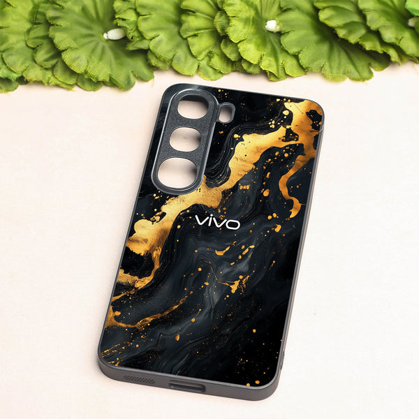 Black Gold Blaze  metal back case for Vivo V40 Lite
