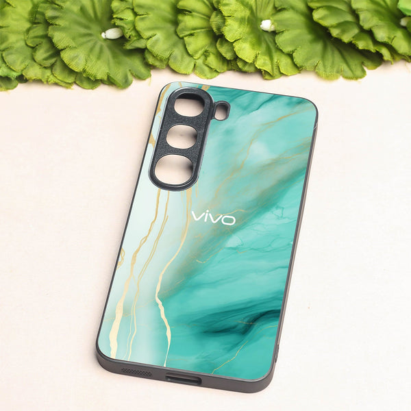 Green Luxe Marble metal back case for Vivo V40 Lite