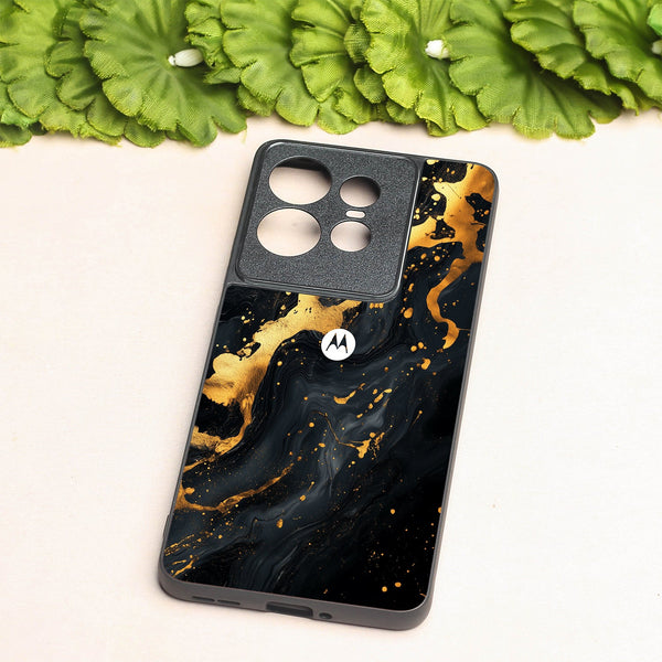 Black Gold Blaze  metal back case for Motorola Edge 50 Pro