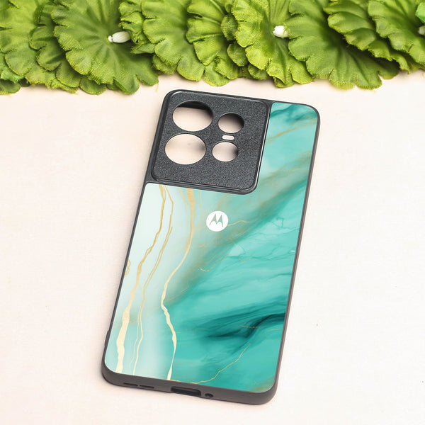Green Luxe Marble metal back case for Motorola Edge 50 Pro