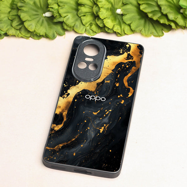Black Gold Blaze  metal back case for Oppo Reno 10