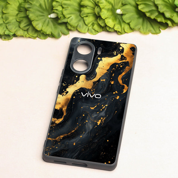 Black Gold Blaze  metal back case for Vivo V29e