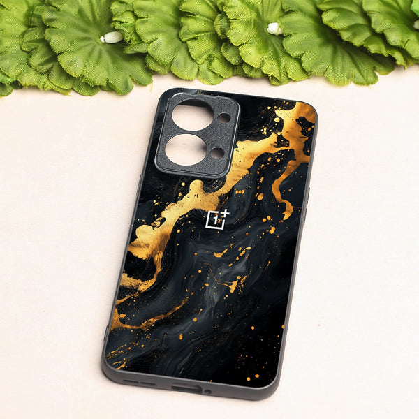 Black Gold Blaze  metal back case for Oneplus Nord 2T