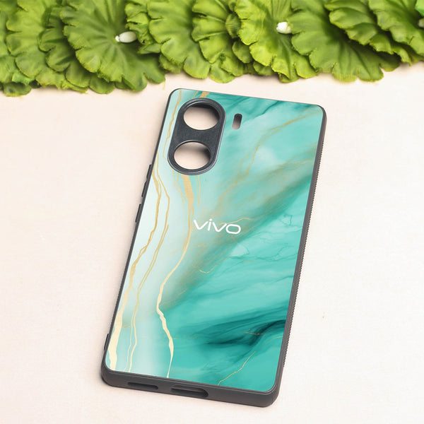 Green Luxe Marble metal back case for Vivo V29e
