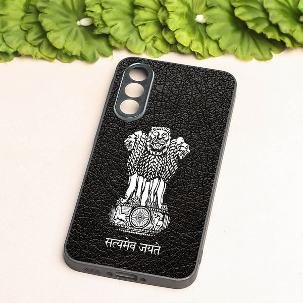 Black Satyamev Jayate metal back case for Samsung A55