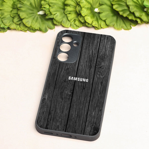 Dark Wood metal back case for Samsung A35