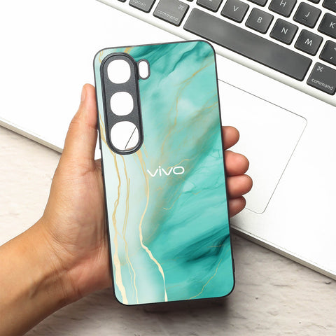 Green Luxe Marble metal back case for Vivo V40 Lite