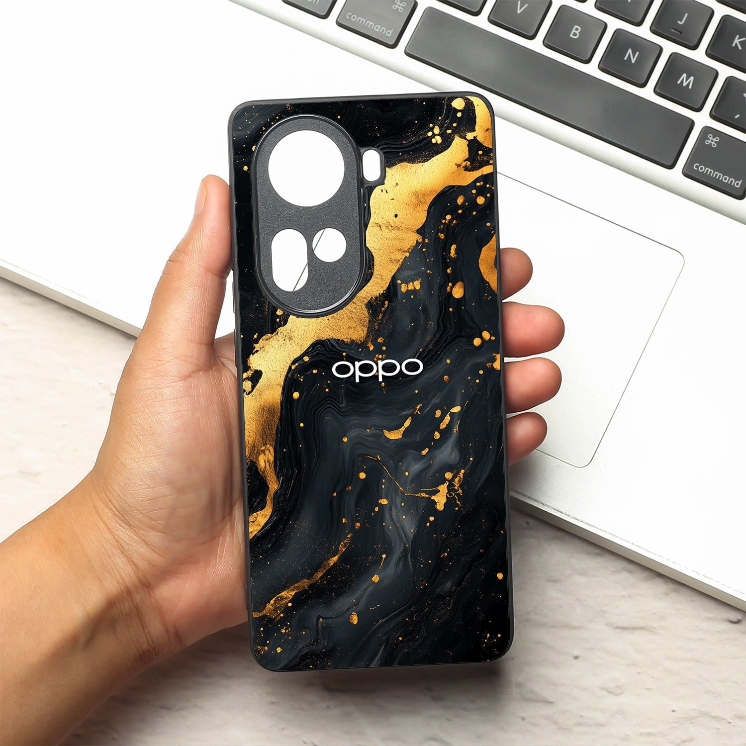 Black Gold Blaze  metal back case for Oppo Reno 11