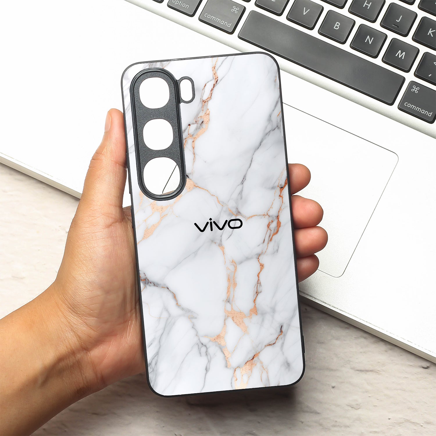 Copper Luxe Marble metal back case for Vivo V40 Lite