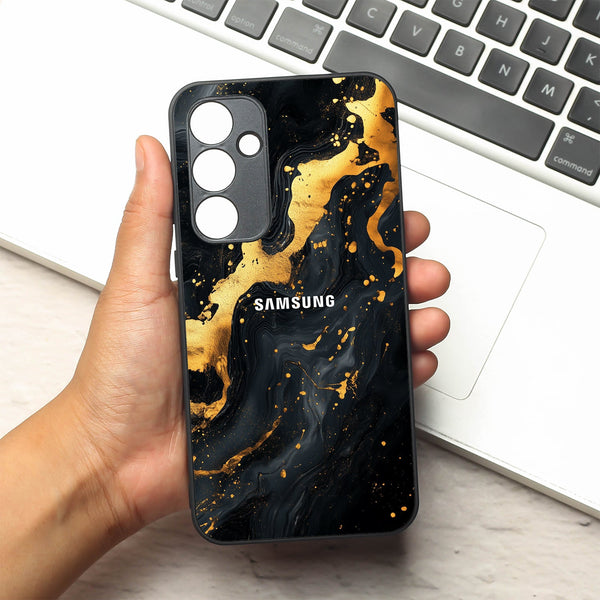 Black Gold Blaze  metal back case for Samsung A35