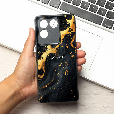 Black Gold Blaze  metal back case for Vivo T2 Pro