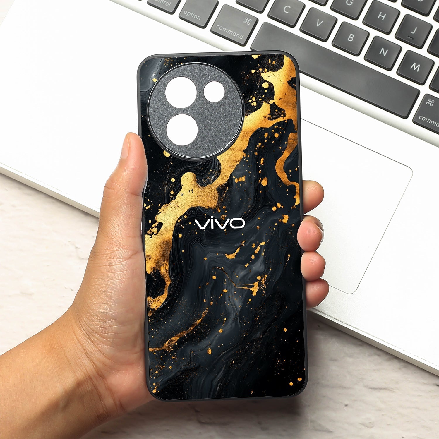 Black Gold Blaze  metal back case for Vivo Y200i