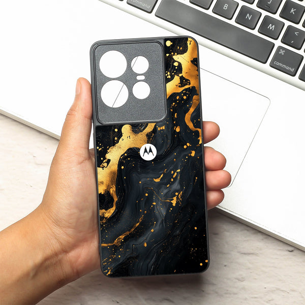 Black Gold Blaze  metal back case for Motorola Edge 50 Pro