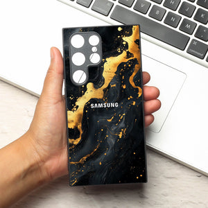 Black Gold Blaze  metal back case for Samsung S24 Ultra