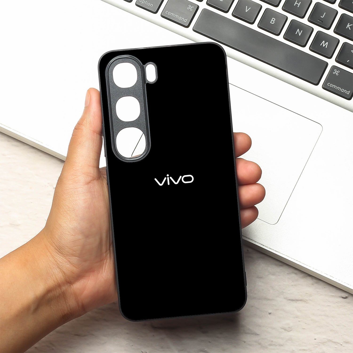 Black metal back case for Vivo V40 Lite
