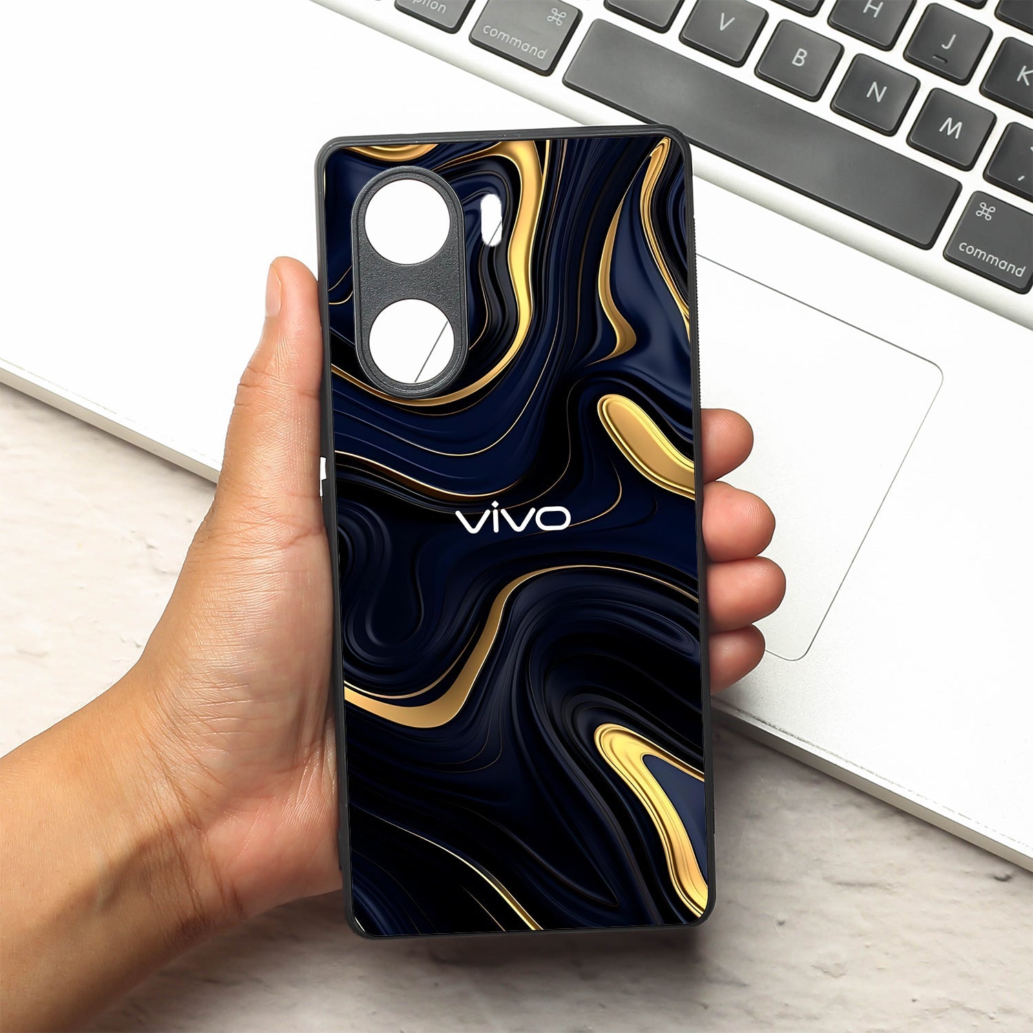 Noir Gold metal back case for Vivo V29e