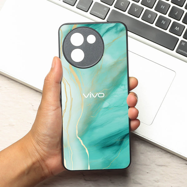Green Luxe Marble metal back case for Vivo T3X