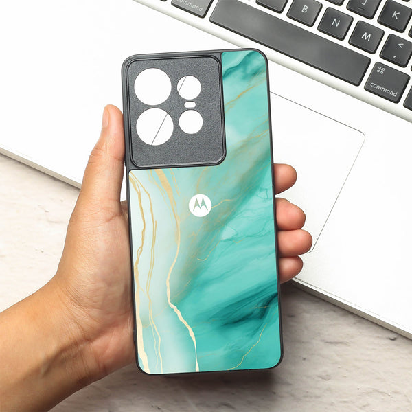 Green Luxe Marble metal back case for Motorola Edge 50 Pro