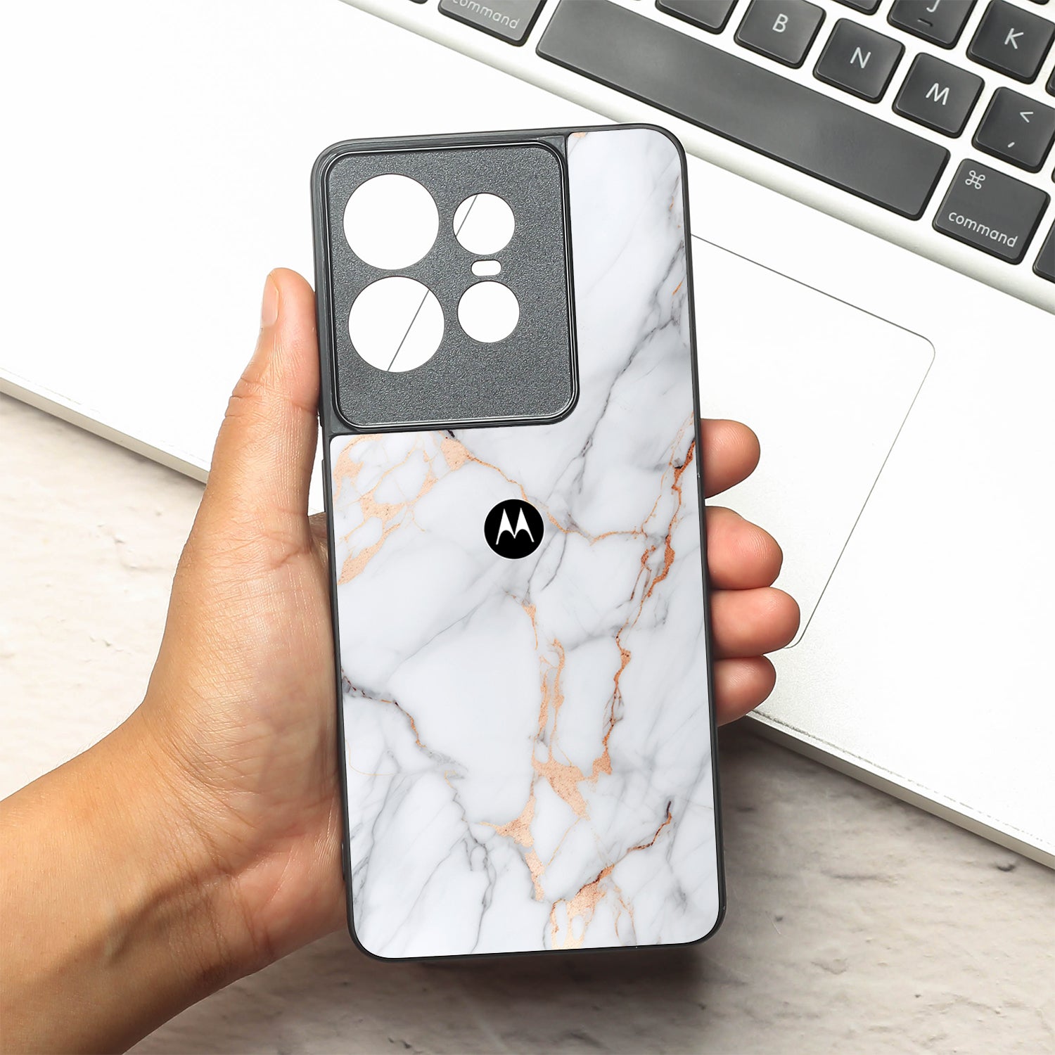 Copper Luxe Marble metal back case for Motorola Edge 50 Pro