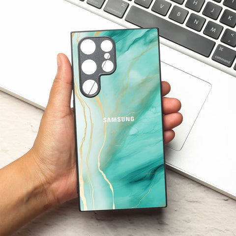 Green Luxe Marble metal back case for Samsung S24 Ultra