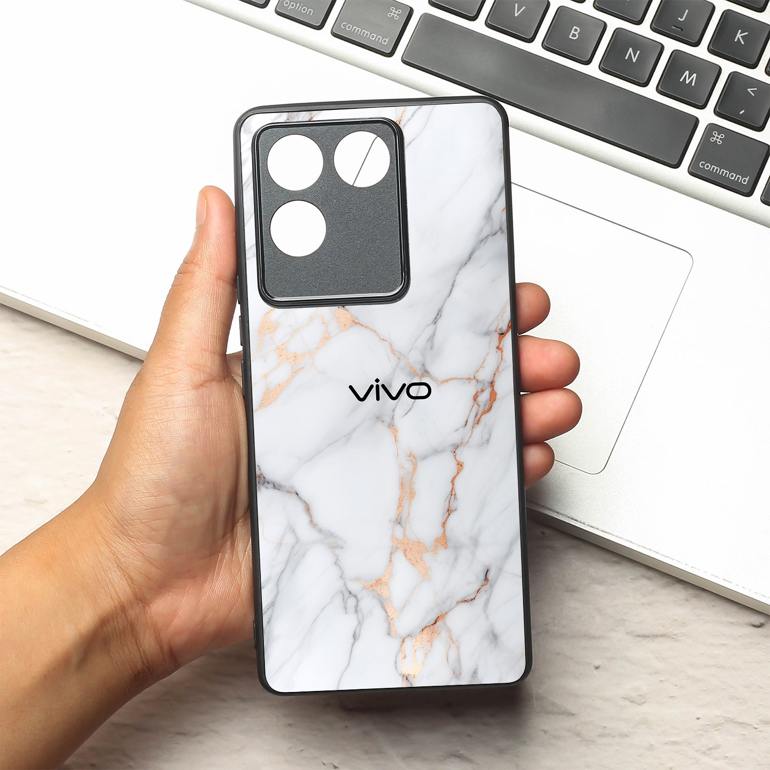 Copper Luxe Marble metal back case for Vivo T2 Pro