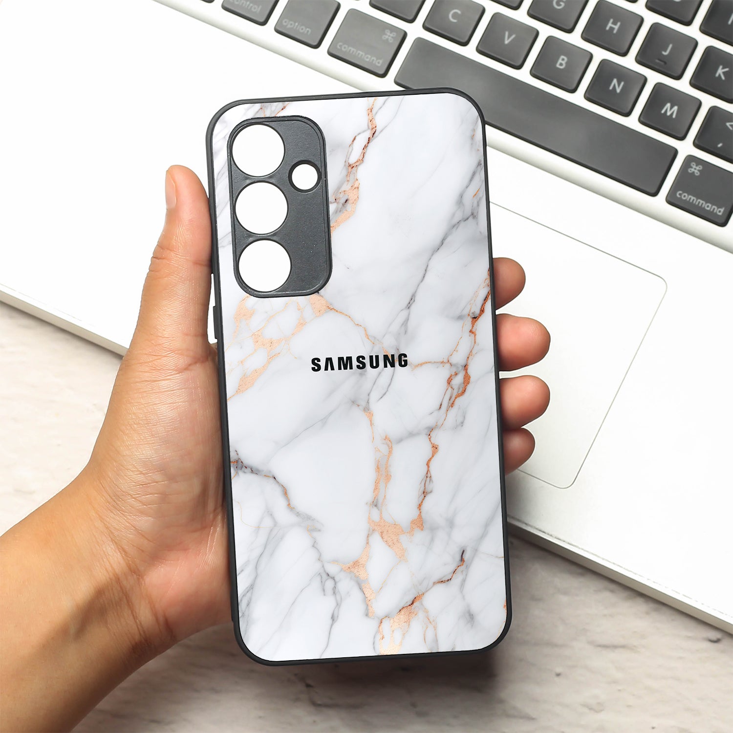 Copper Luxe Marble metal back case for Samsung A35