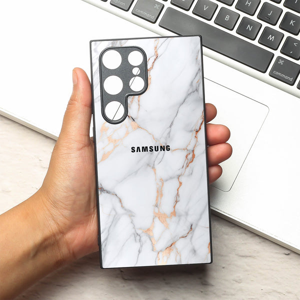 Copper Luxe Marble metal back case for Samsung S24 Ultra