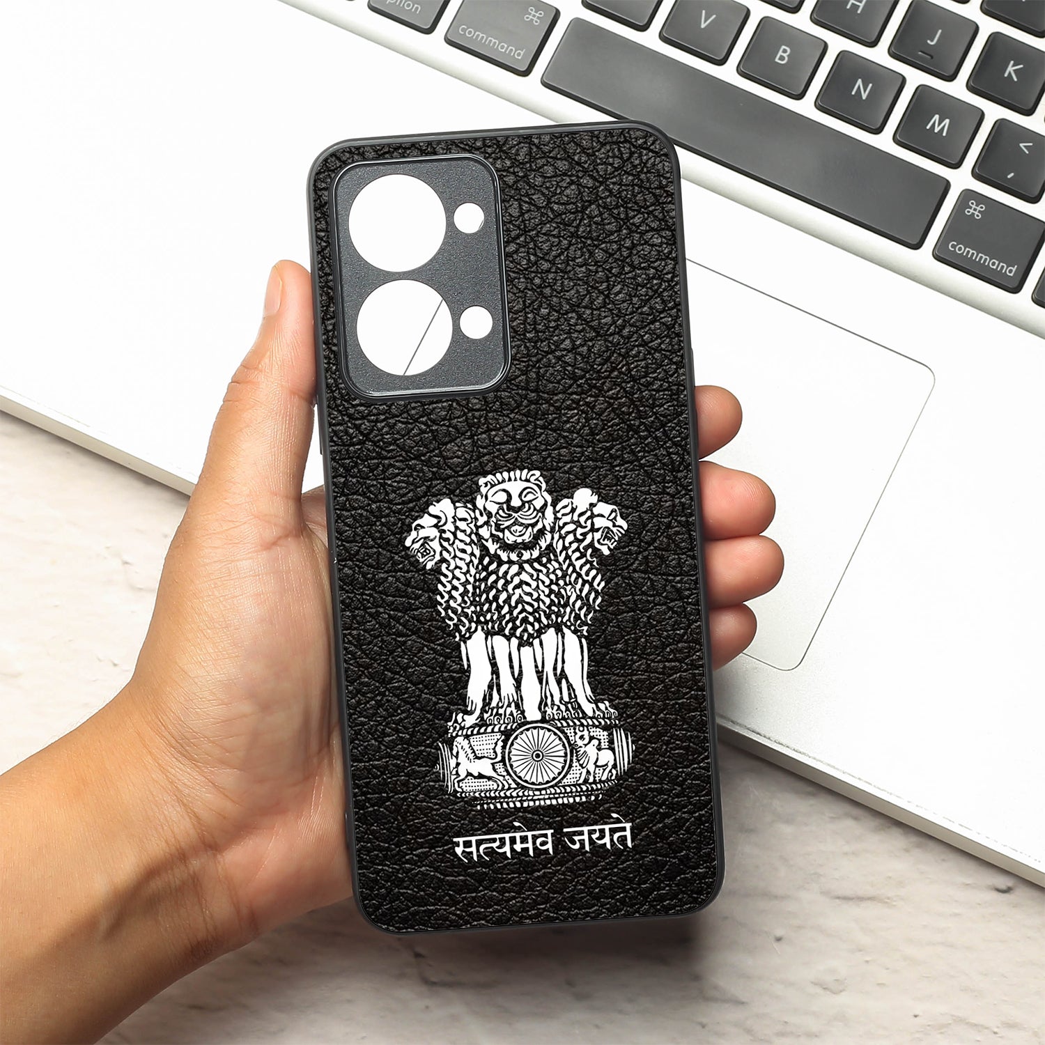 Black Satyamev Jayate metal back case for Oneplus Nord 2T
