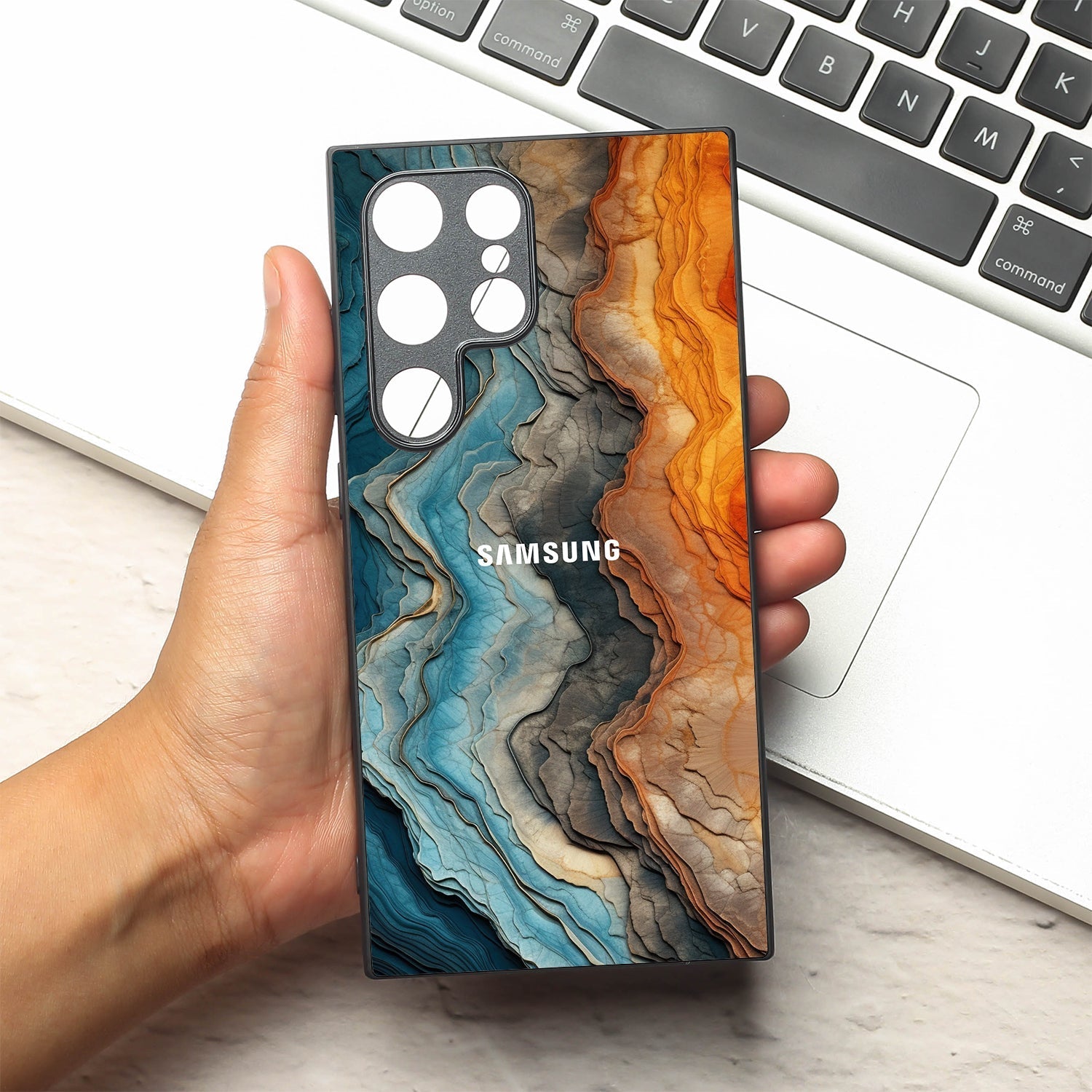 Layered Marble metal back case for Samsung S24 Ultra