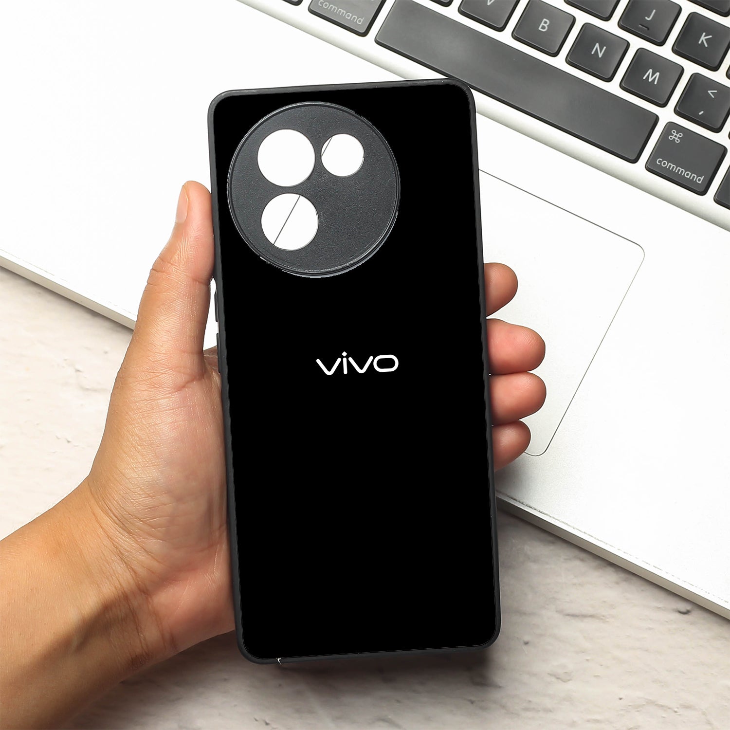Black metal back case for Vivo V30e