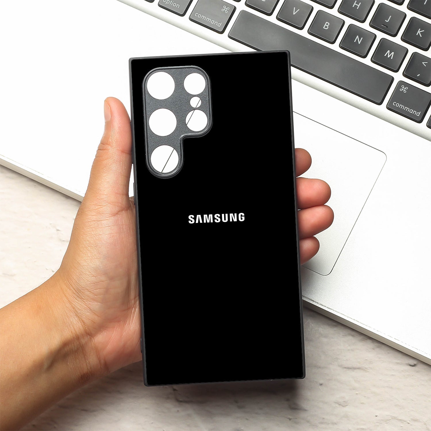 Black metal back case for Samsung S24 Ultra