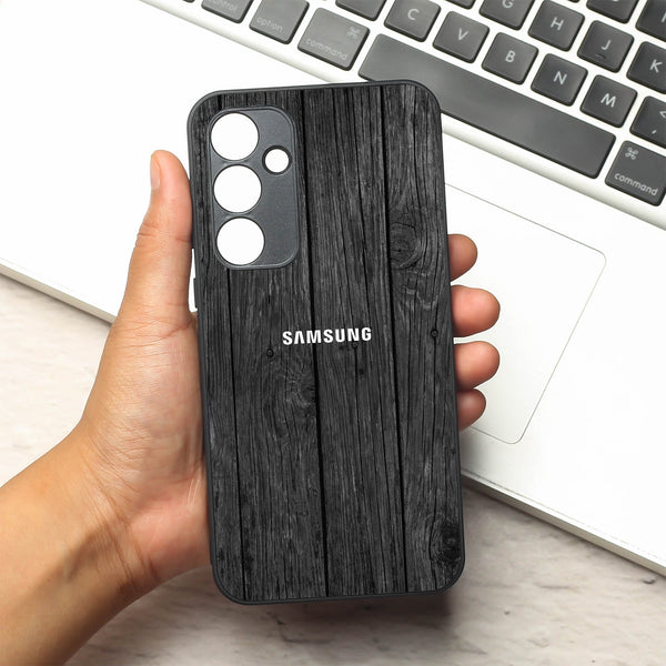 Dark Wood metal back case for Samsung A35