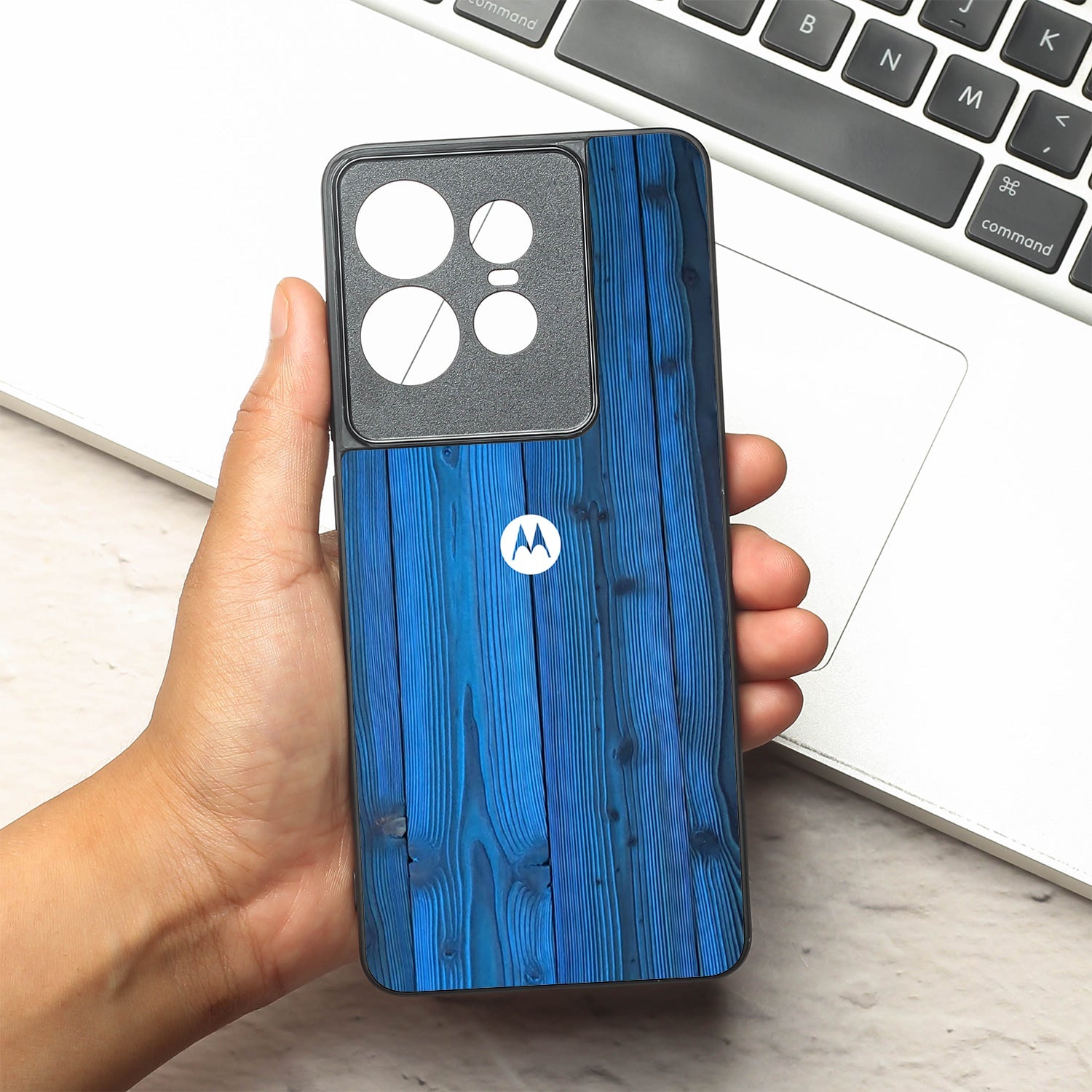 Indigo Planks metal back case for Motorola Edge 50 Pro