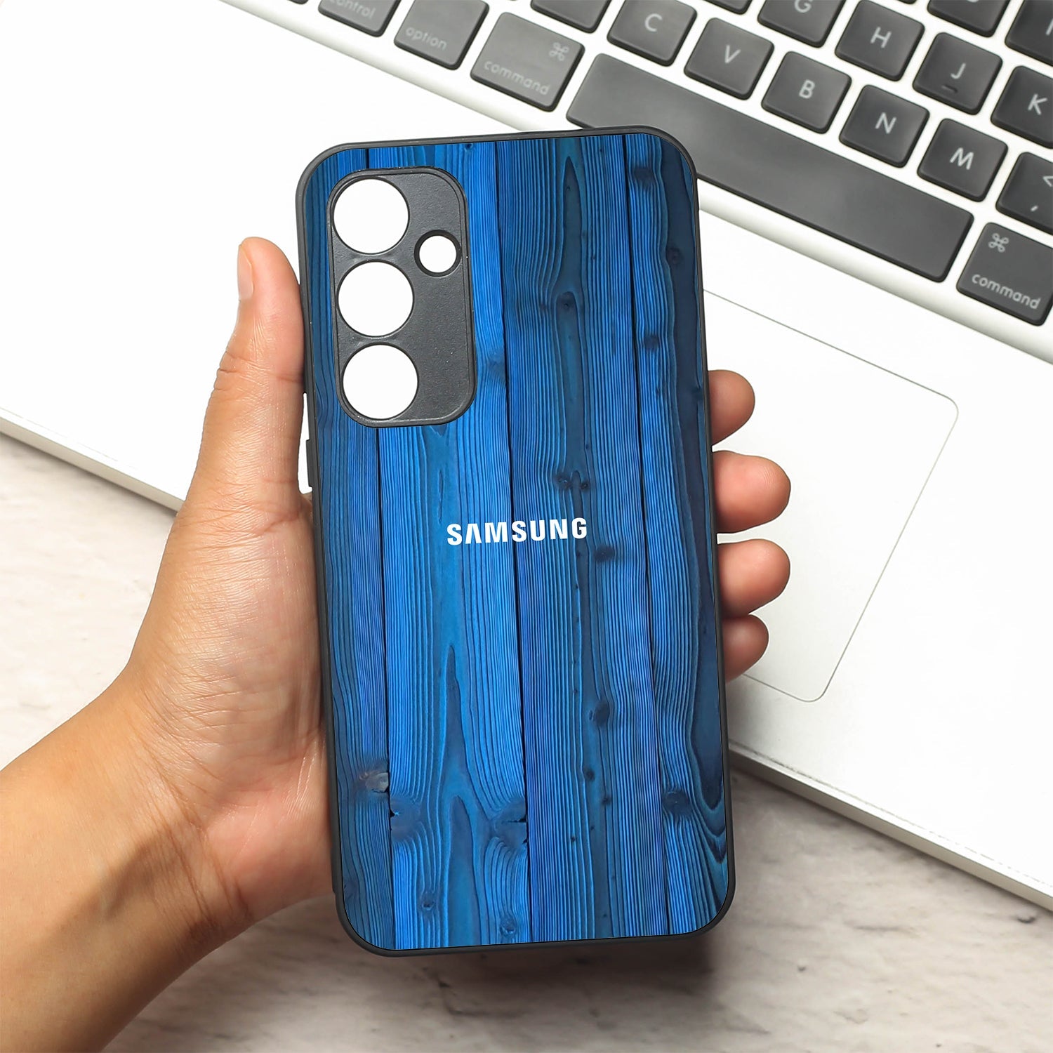 Indigo Planks metal back case for Samsung A35
