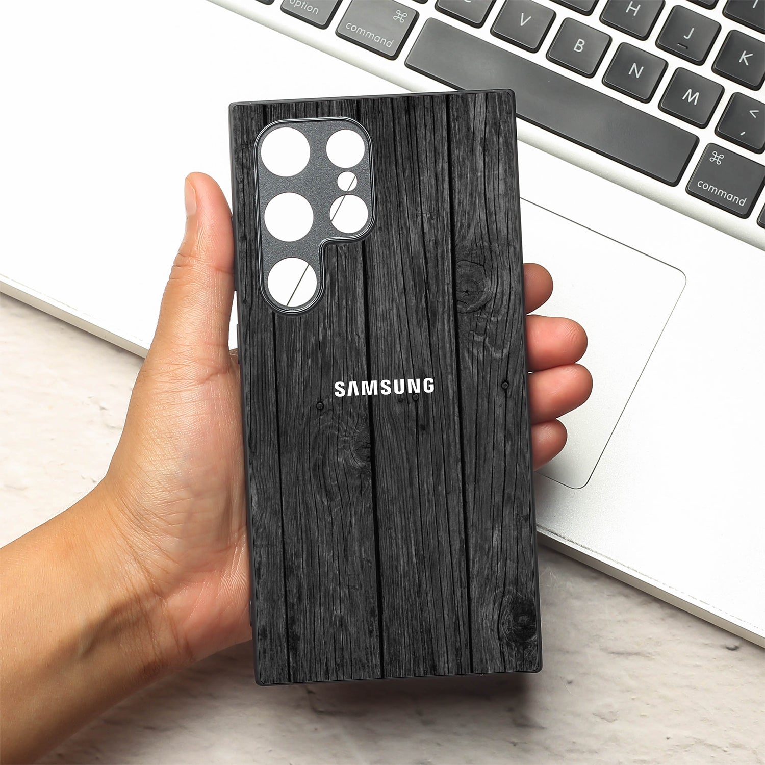 Dark Wood metal back case for Samsung S24 Ultra