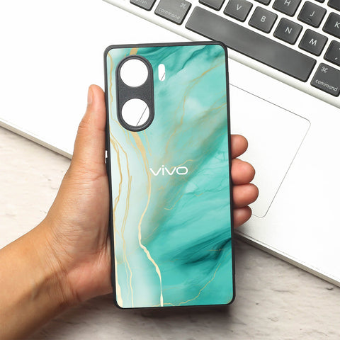 Green Luxe Marble metal back case for Vivo V29e