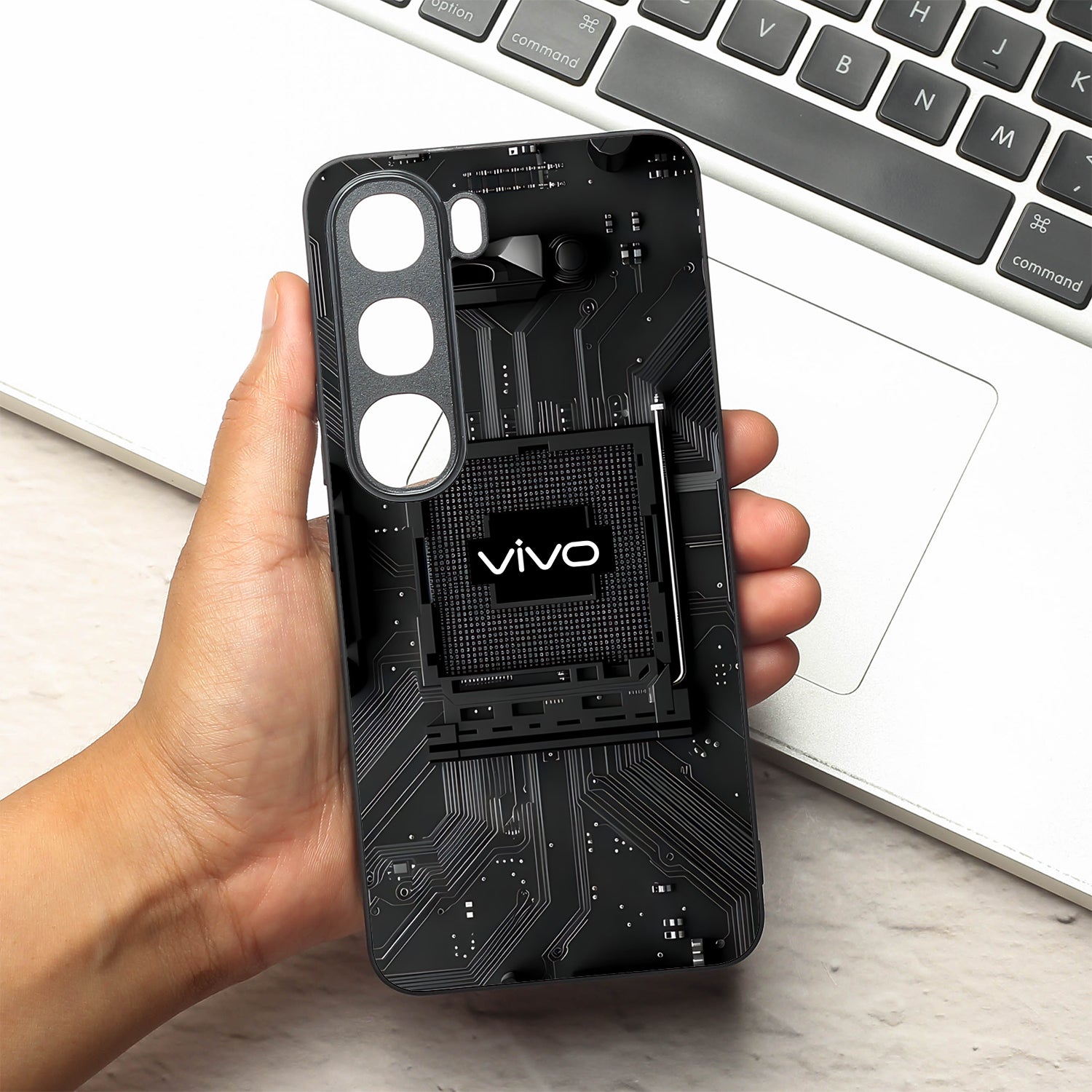 Microchip metal back case for Vivo V40 Lite