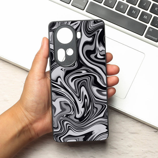 Blackout Marble metal back case for Oppo Reno 11