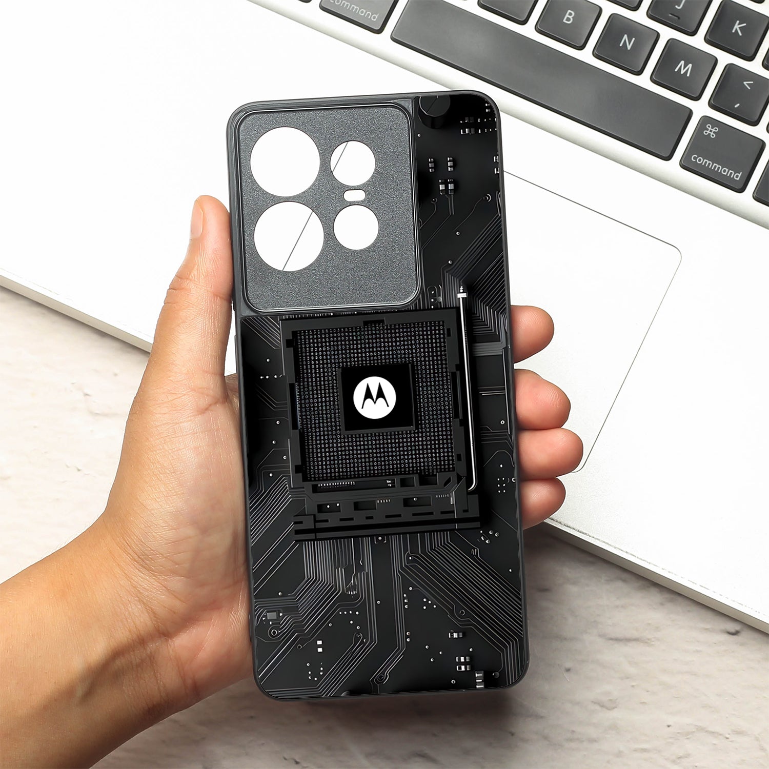 Microchip metal back case for Motorola Edge 50 Pro