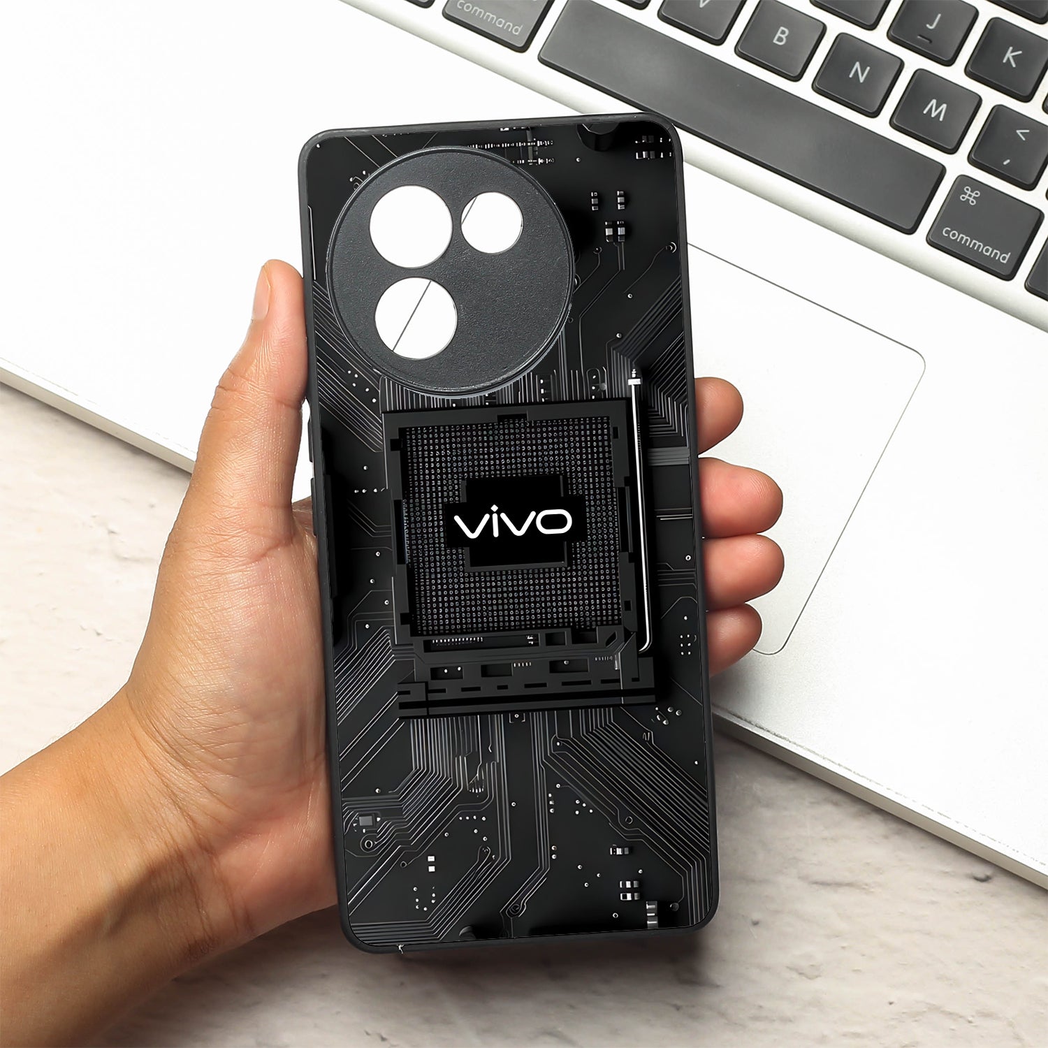 Microchip metal back case for Vivo V30e