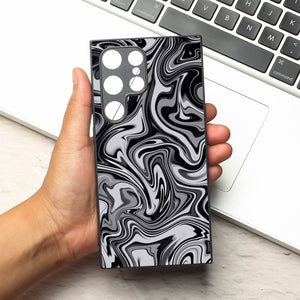 Blackout Marble metal back case for Samsung S24 Ultra
