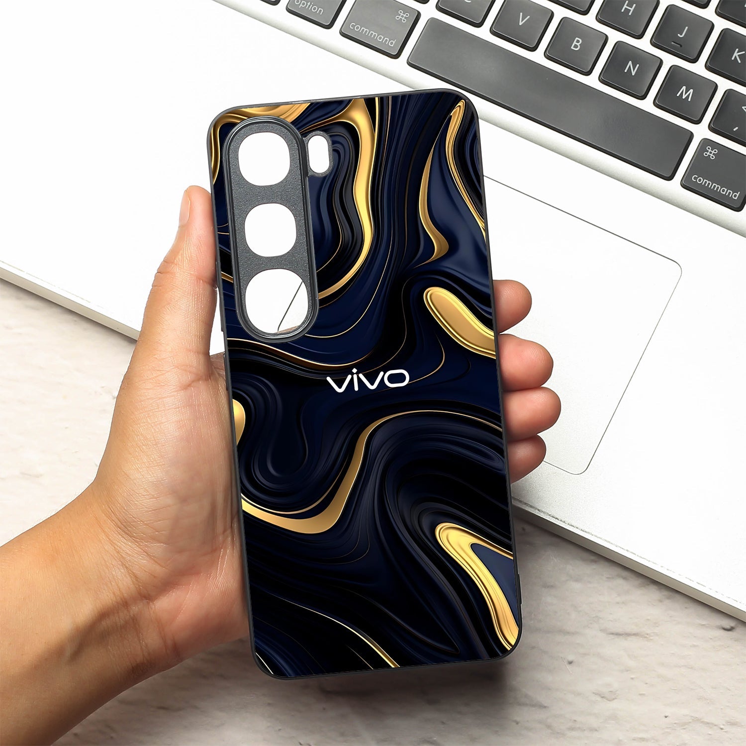 Noir Gold metal back case for Vivo V40 Lite