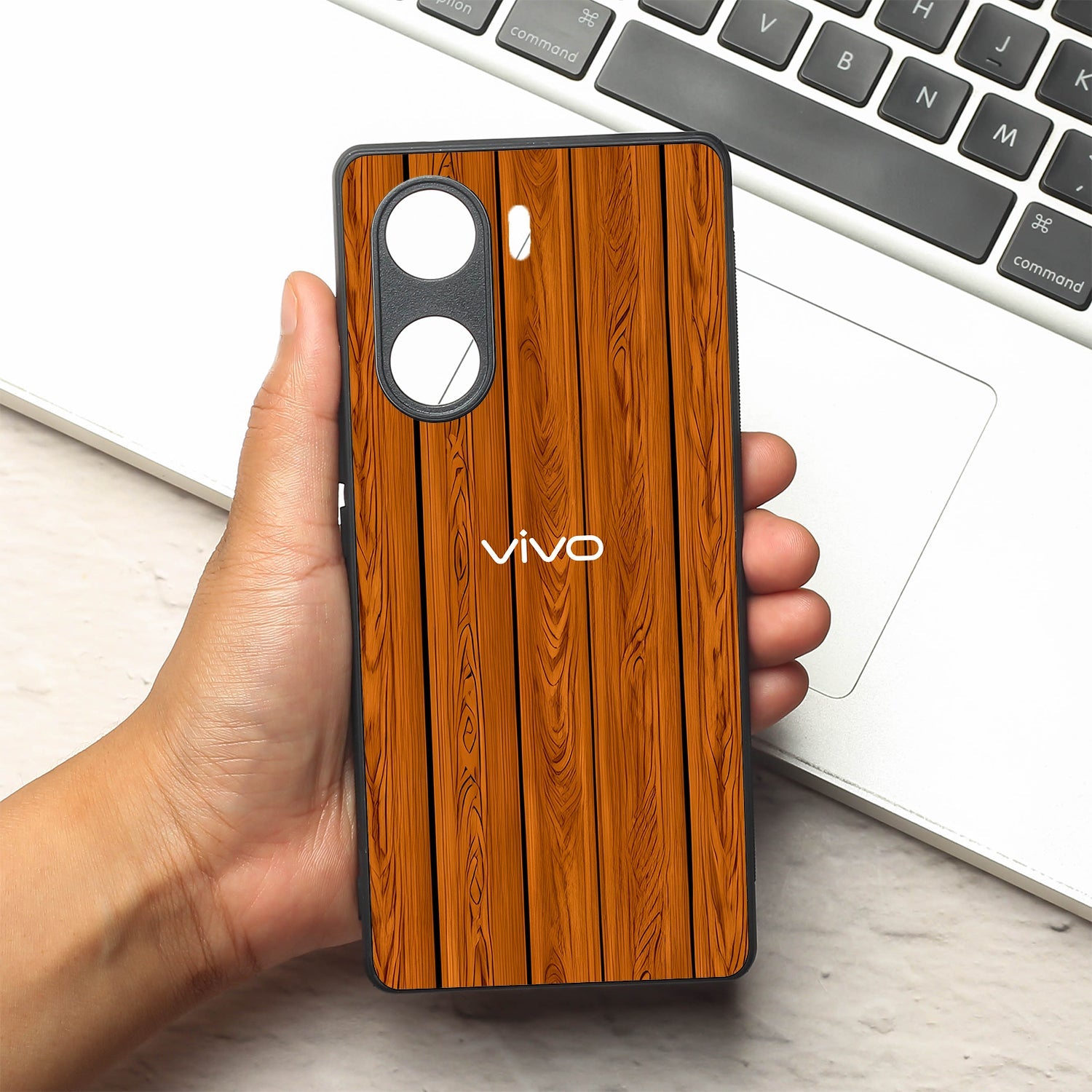 WoodCraft Touch metal back case for Vivo V29e