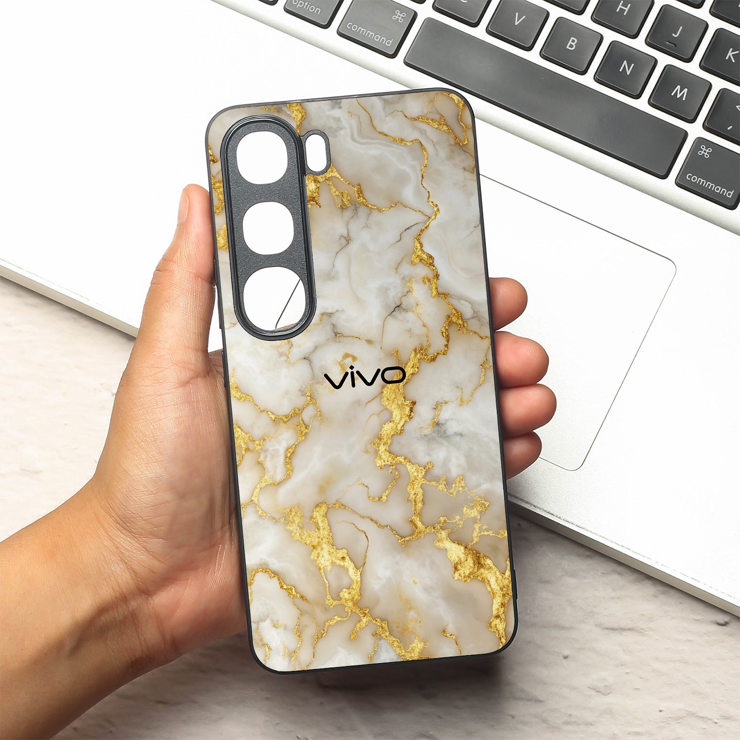 Gold Vein Glory metal back case for Vivo V40 Lite