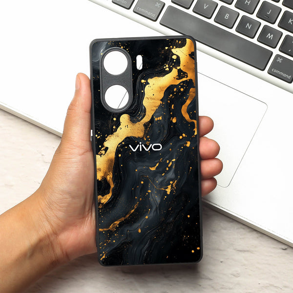 Black Gold Blaze  metal back case for Vivo V29e