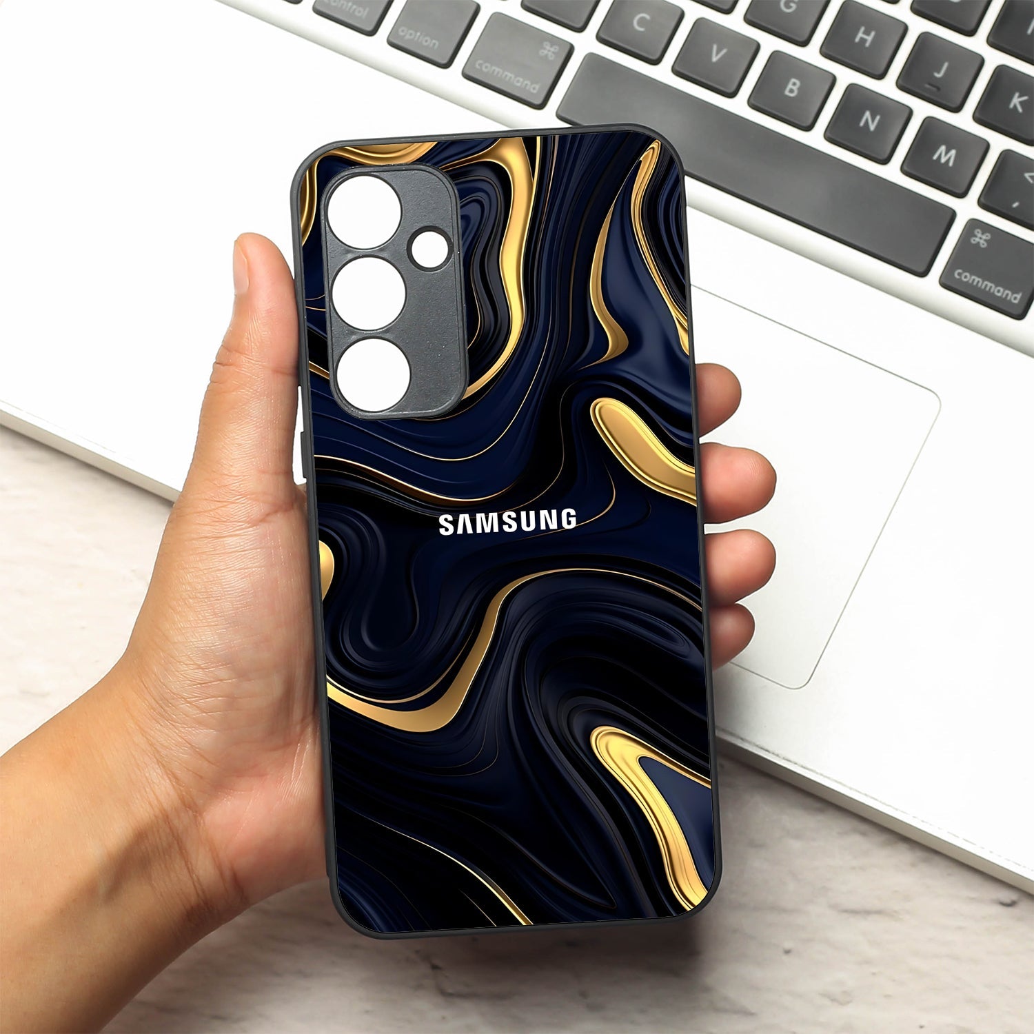 Noir Gold metal back case for Samsung A35