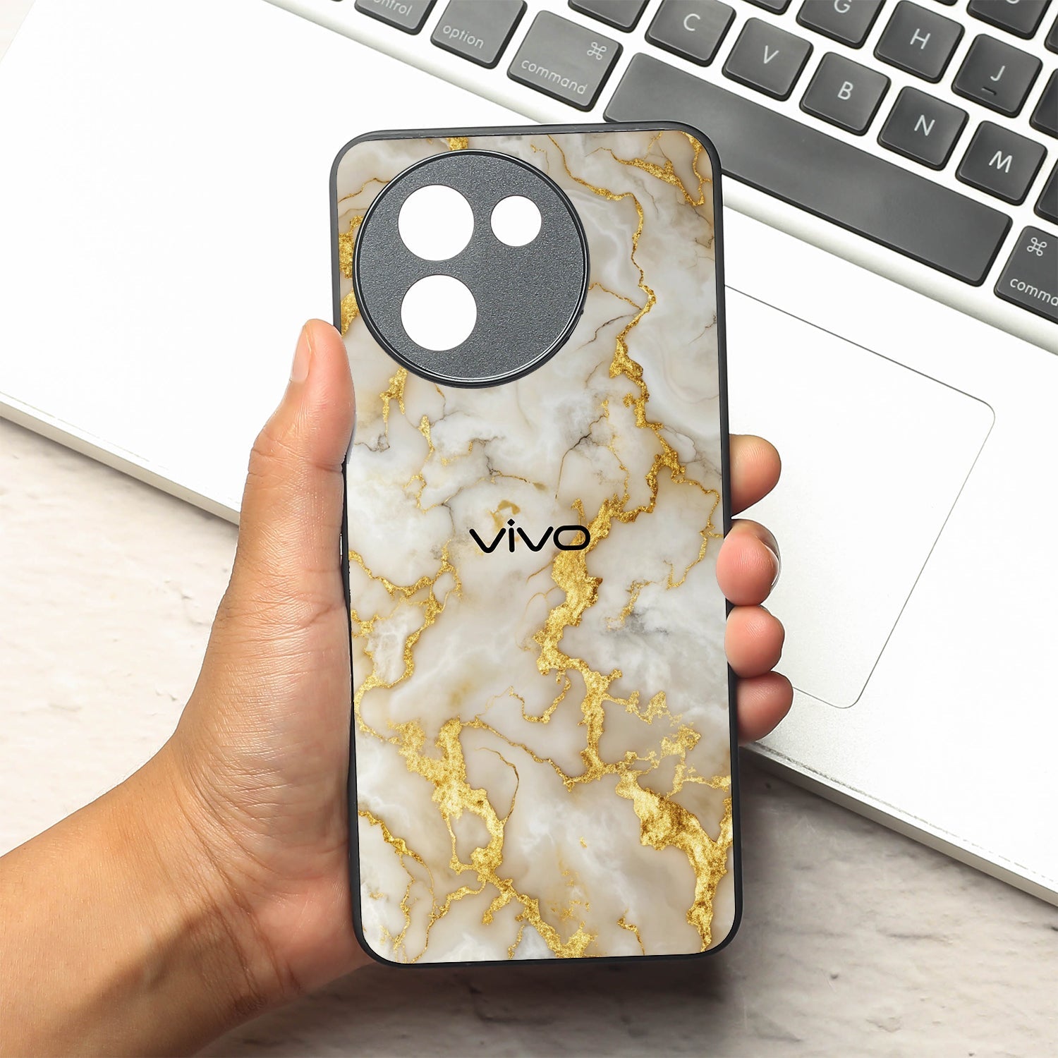 Gold Vein Glory metal back case for Vivo Y200i
