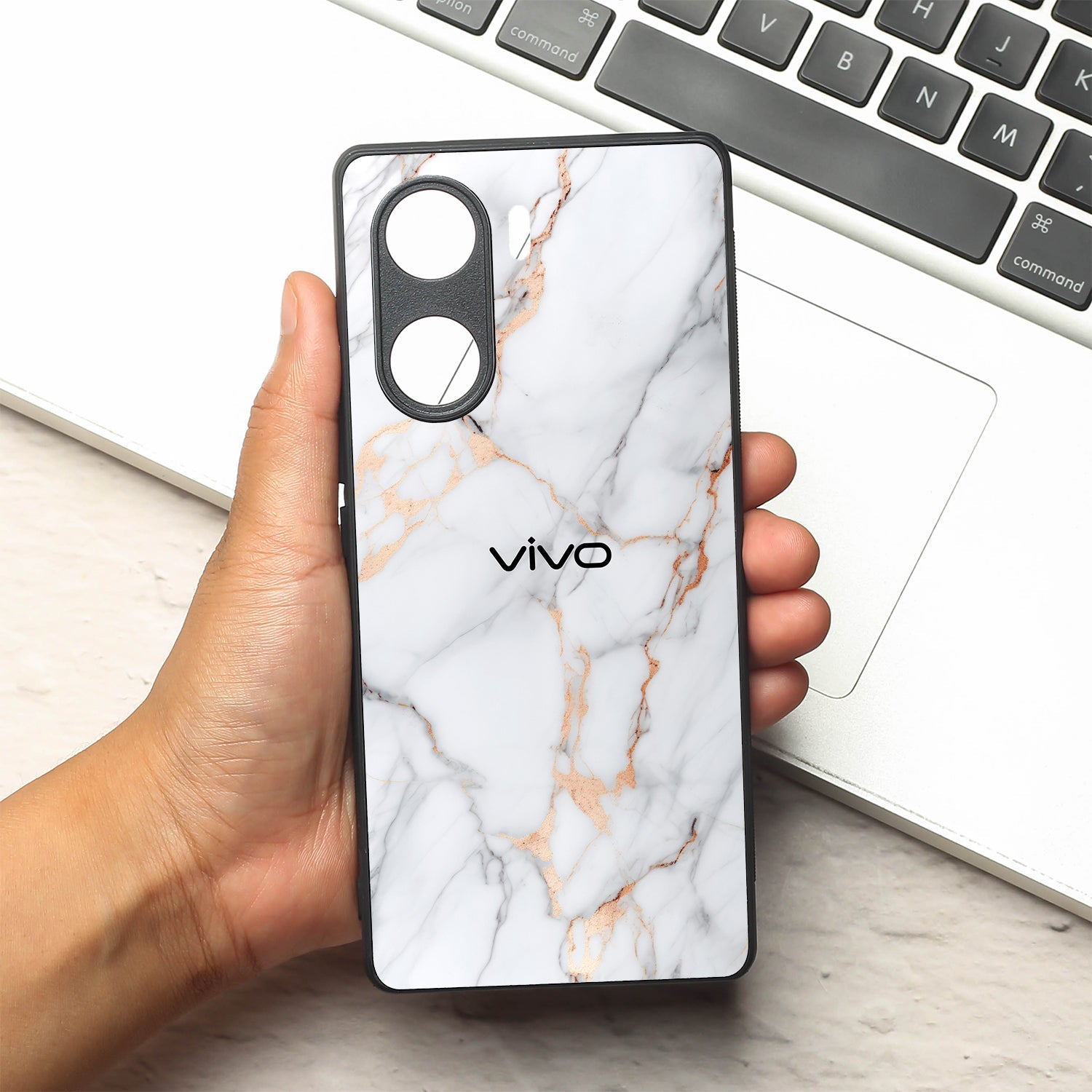 Copper Luxe Marble metal back case for Vivo V29e