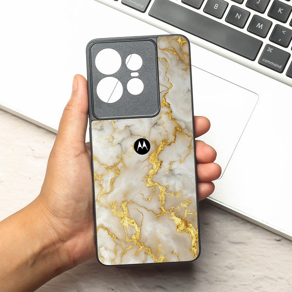 Gold Vein Glory metal back case for Motorola Edge 50 Pro